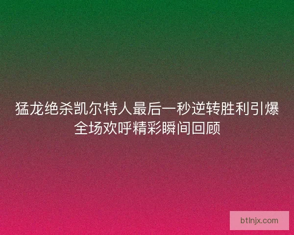 猛龙绝杀凯尔特人最后一秒逆转胜利引爆全场欢呼精彩瞬间回顾