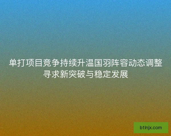 单打项目竞争持续升温国羽阵容动态调整寻求新突破与稳定发展