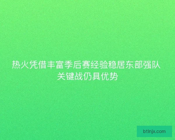 热火凭借丰富季后赛经验稳居东部强队 关键战仍具优势