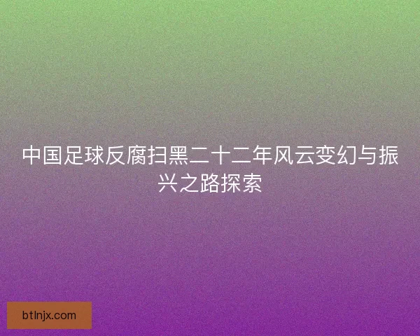 中国足球反腐扫黑二十二年风云变幻与振兴之路探索