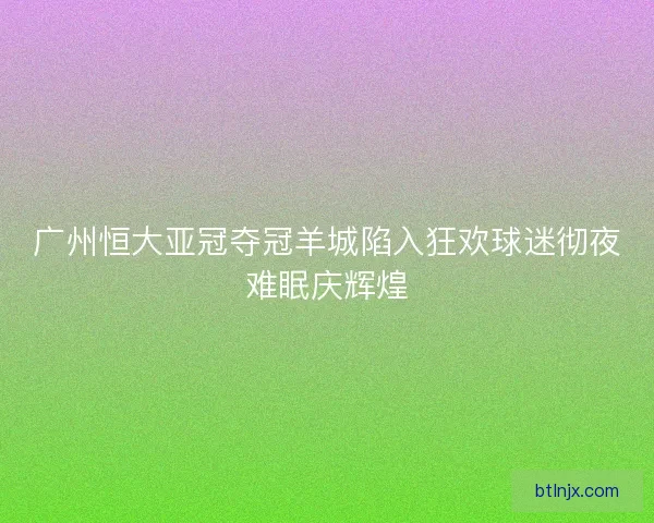 广州恒大亚冠夺冠羊城陷入狂欢球迷彻夜难眠庆辉煌