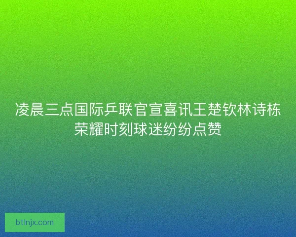 凌晨三点国际乒联官宣喜讯王楚钦林诗栋荣耀时刻球迷纷纷点赞